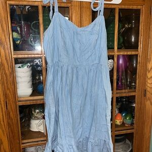 Old Navy Sky Blue Midi Dress with Ruffle Hem